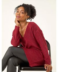 Roman - Petite Petite Sparkle V-Neck Knit Jumper - Lyst