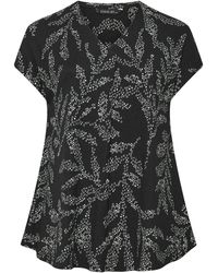 Evans - Pleated Front Leaf All Over Print Top - Lyst