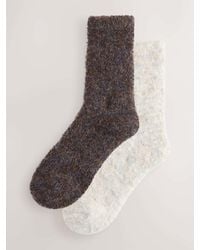 Next - Chocolate/Ecru Boucle Cosy Socks 2 Pack - Lyst