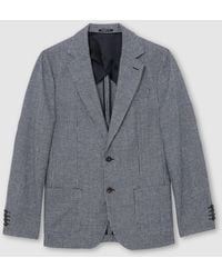 Reiss - Houndstooth Single-Breasted Blazer Cotton-Blend Tailored-Fit - Lyst
