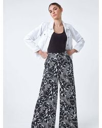 Roman - Leaf Linen Blend Wide Leg Trousers - Lyst