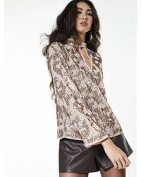 River Island - Sequin Keyhole Cut Out Long Sleeve Top - Lyst