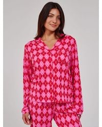 Loungeable - Argyle Check Super Soft Long Sleeve Button Through Pyjamas Set - Lyst