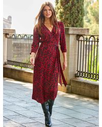 Sosandar - Midi-Wickelkleid Mit Leoparden-Print Und Gerafften Ärmelneu 40 (Uk 12) - Lyst