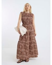 River Island - Draw String Tiered Cotton Maxi Dress - Lyst