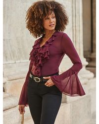 Sosandar - Bluse Mit Rüschen Vorne - Lyst