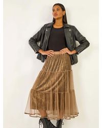 Roman - Pleated Velvet Overlay Skirt - Lyst