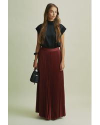 Florere - Cinnamon Pleated Satin Maxi Skirt - Lyst