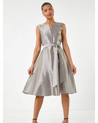Roman - Jacquard Bow Front Fit And Flare Dress - Lyst
