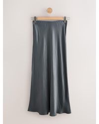 Next - Satin Midi Skirt - Lyst
