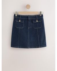 Next - Front Button Pocket Denim Skirt - Lyst