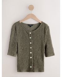 Next - Textured Button Through Half Sleeve Top - Lyst