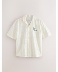 Next - Relaxed Fit Embroidered Revere Collar Short Sleeve Shirt - Lyst