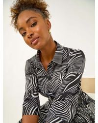 Roman - Abstract Print Midi Shirt Dress - Lyst