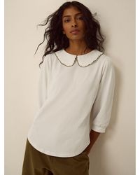 Monsoon - Caris Collar Jersey Top Ivory - Lyst