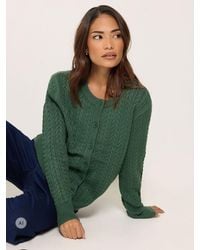 M Com - Petite Mini Cable Crew Neck Cardigan - Lyst