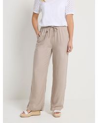 M Com - Wide Leg Linen Blend Trousers - Lyst