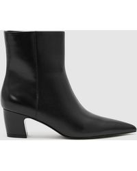 Reiss - Leather Pointed-Toe Low-Heel Ankle Boots - Lyst
