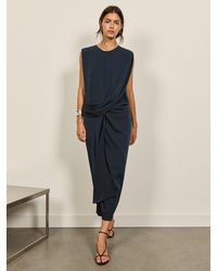 BHOEM - Satin Sleeveless Draped Midi Dress - Lyst