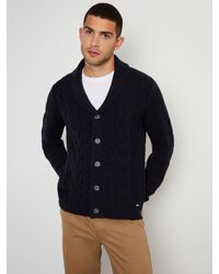 Threadbare - Cable Knit Shawl Collar Cardigan With Wool - Lyst