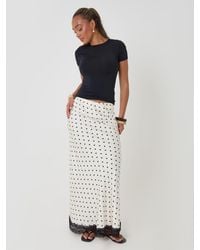 Threadbare - Polka Dot Satin Lace Trim Maxi Skirt - Lyst