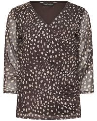 M Com - 3/4 Sleeve Mesh Wrap Top - Lyst