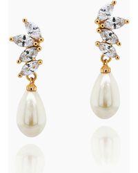 Ivory & Co. - Ashbourne R Classic Crystal And Pearl Drop Earrings - Lyst