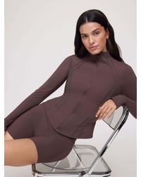 OSIA - Chocolate Cinched Zip Through Jacket - Lyst