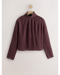 Next - Wine Textured Funnel Neck Long Sleeve Top - Lyst