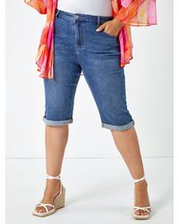 Roman - Stretch Knee Length Denim Shorts - Lyst