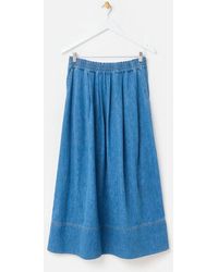 Oliver Bonas - Denim Elasticated Pleated Midi Skirt - Lyst