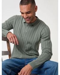 Threadbare - Textured Cable Knit Polo Jumper - Lyst