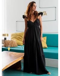 South Beach - 100% Cotton Frill Sleeve Tiered Maxi Dress - Lyst