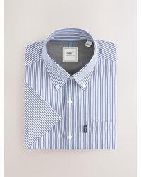 Next - Short Sleeve With Button Down Collar Stripe Easy Iron Oxford Shirt - Lyst