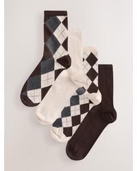 Next - Neutral Argyle Pattern Ankle Socks 4 Pack - Lyst
