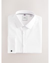 Next - Slim Fit Double Cuff Easy Care Textured Smart Shirt - Lyst