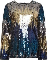 M Com - Ombre Large Sequin Bow Back Top - Lyst