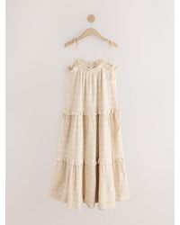 Next - Dobby Check Tiered Maxi Dress - Lyst