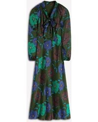 Boden - Tie Neck Satin Midi Dress - Lyst