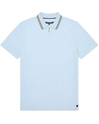 French Connection - 100% Cotton Tipping Collar Short Sleeve Quarter Zip Polo Shirt - Lyst