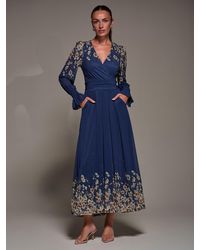 Jolie Moi - Mirrored Print Long Sleeve Mesh Maxi Dress - Lyst