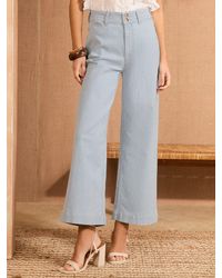 Love & Roses - Double Button Waistband Crop Wide Leg Jeans - Lyst