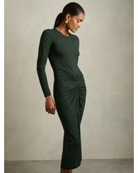 Reiss - Ruched Jersey Midi Dress - Lyst