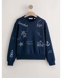 Next - Embroidered Sea Graphic Crew Neck Sweatshirt - Lyst