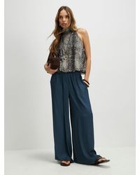 River Island - Elasticated Satin Wide Leg Trousers - Lyst