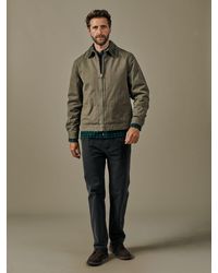aubi - Khaki/ Newland Canvas Harrington Jacket - Lyst