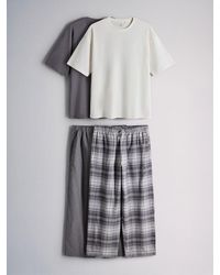 The Set - 2 Pack Short Sleeve T-Shirt Check Bottom Pyjamas Charcoal - Lyst