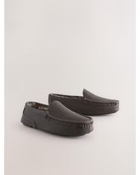 Next - Faux Fur Lined Moccasin Slippers - Lyst