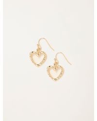 FatFace - Fatface Hammered Heart Drop Earrings - Lyst