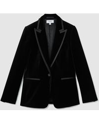 Reiss - Velvet Satin-Trim Single-Breasted Suit Blazer - Lyst